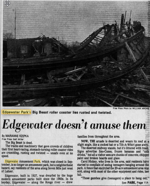 Edgewater Park - The End Of Big Beast Coaster March 29 1982 (newer photo)